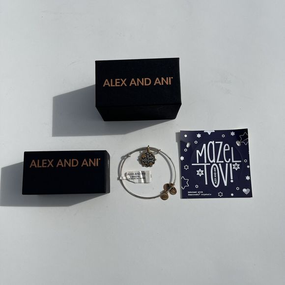 NWT Alex and Ani Bat Mitzvah Charm Bangle Two Tone Silver Gold Bracelet Judaica - Picture 2 of 9